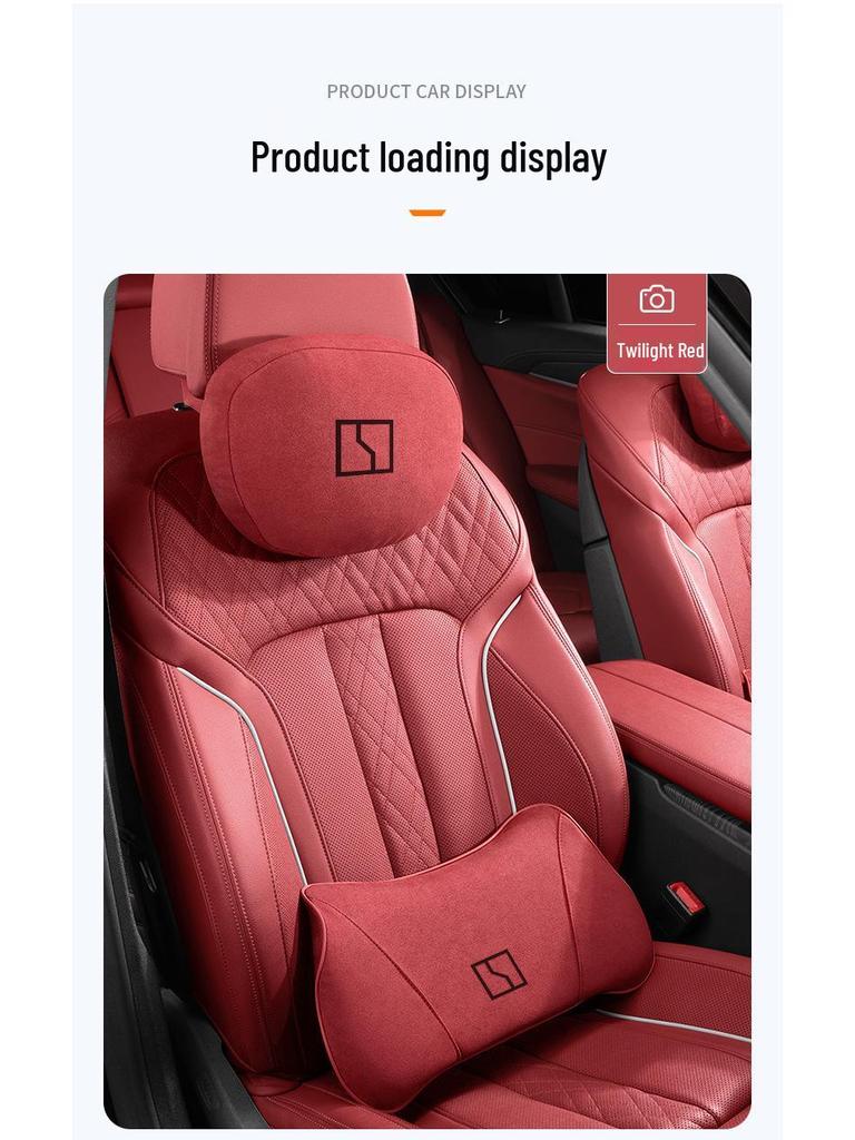 Cuscino Poggiatesta e Lombare Universale Zeekr 7X - Comfort per Tutte le Stagioni per Lunghi Viaggi - Accessorio Rosso per Supporto Collo e Schiena