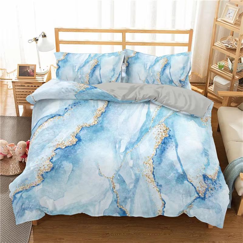 Abstract Marble Bedding Set Bronzing Marble Texture 3D Print Duvet Cover Set Microfiber Comforter Cover King Queen For Men Women