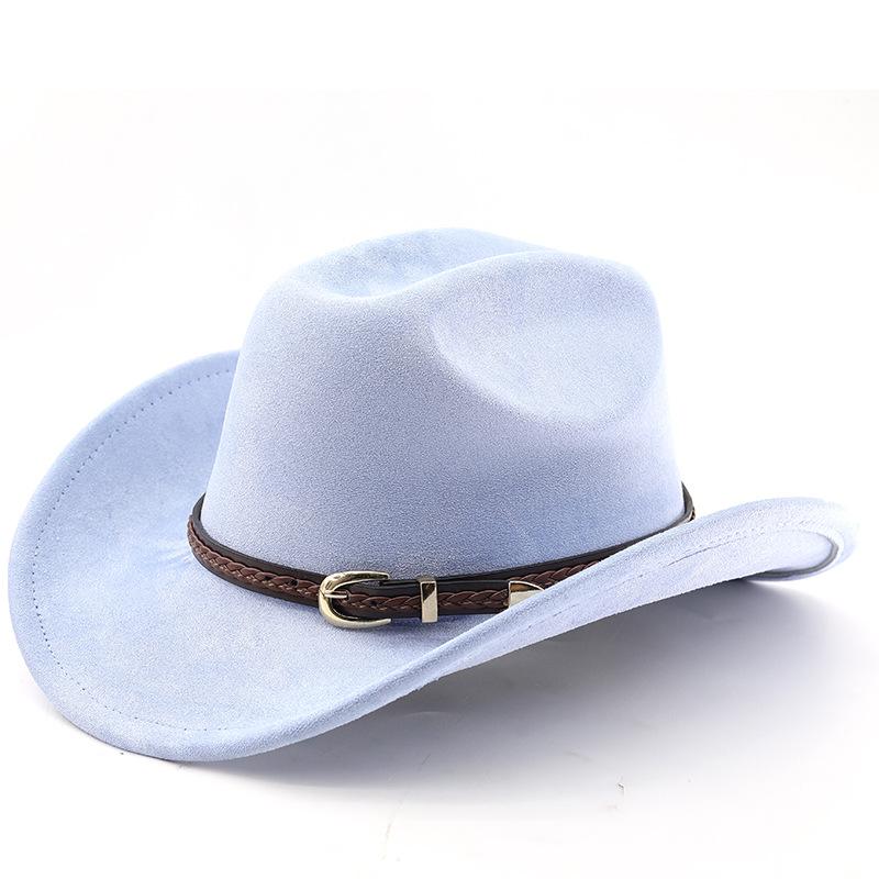 New Fashion Suede Cowboy Fedoras Cap Retro Unisex Outdoors Big Brim Top Hat Western Style Handsome Britain Panama Jazz Hat