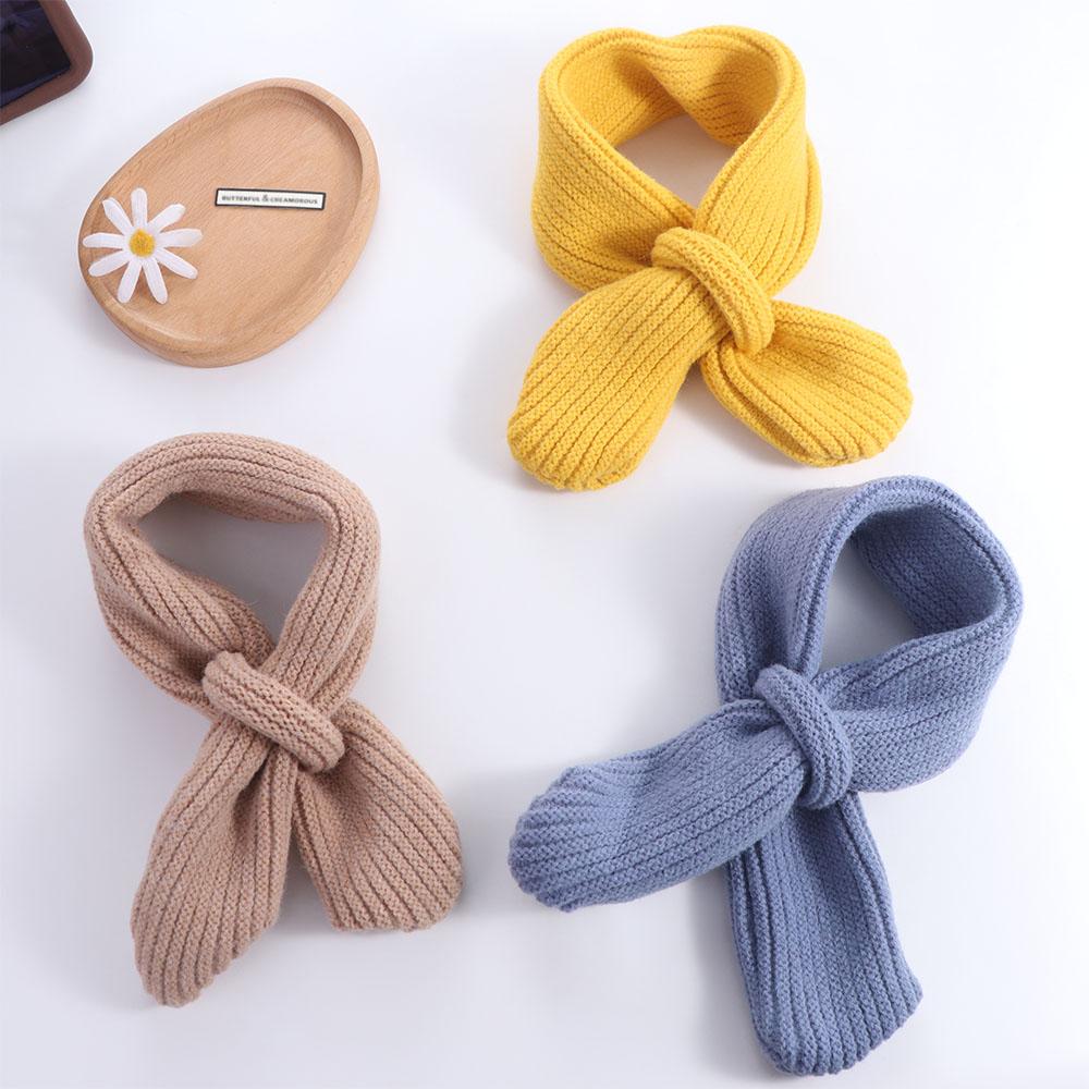 Solid Color Boys Girls Scarf Korean Style Winter Knit Scarves Simple Kids Knitted Scarf Baby