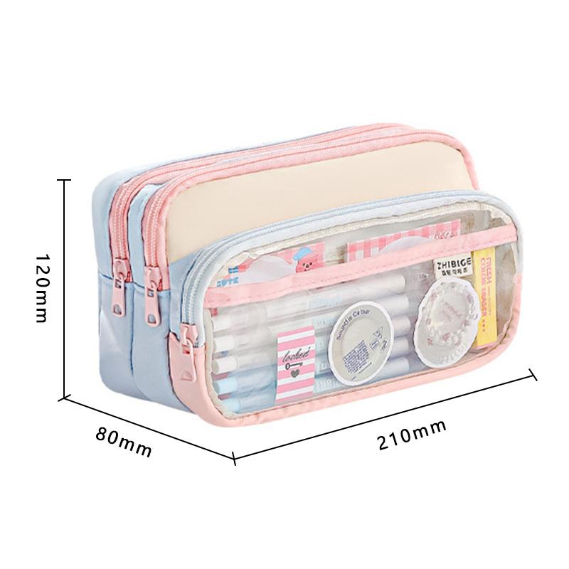 3 Compartments Pencil Bag Large Capacity Pen Pouch Desk Organizer School Supplies Home Office Stationery Storage Bag