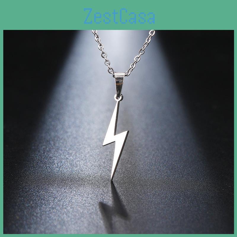Trendy Stainless Steel Lightning Pendant Necklace For Men And Women With Electroplate Coating For Daily Use