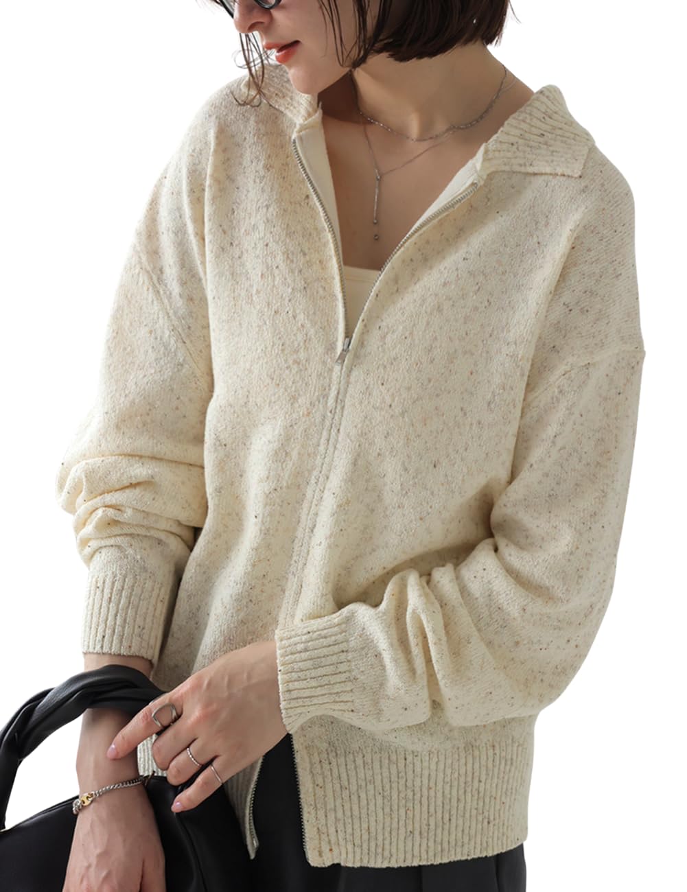 

antiqua Топ женский на молнии из фактурного трикотажа, единый размер, цвет слоновой кости, YZ-00103, 28,