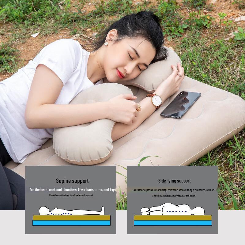 OEING Car Inflatable Travel Air Mattress with Headrest