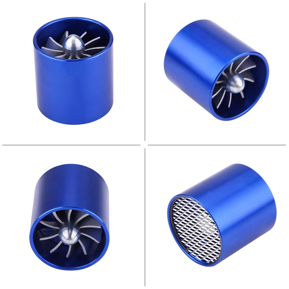 Car Intake Turbine 55mm Supercharger Turbo Single Face Advance Increases Horsepower Aluminum Alloy with Net (Blue)