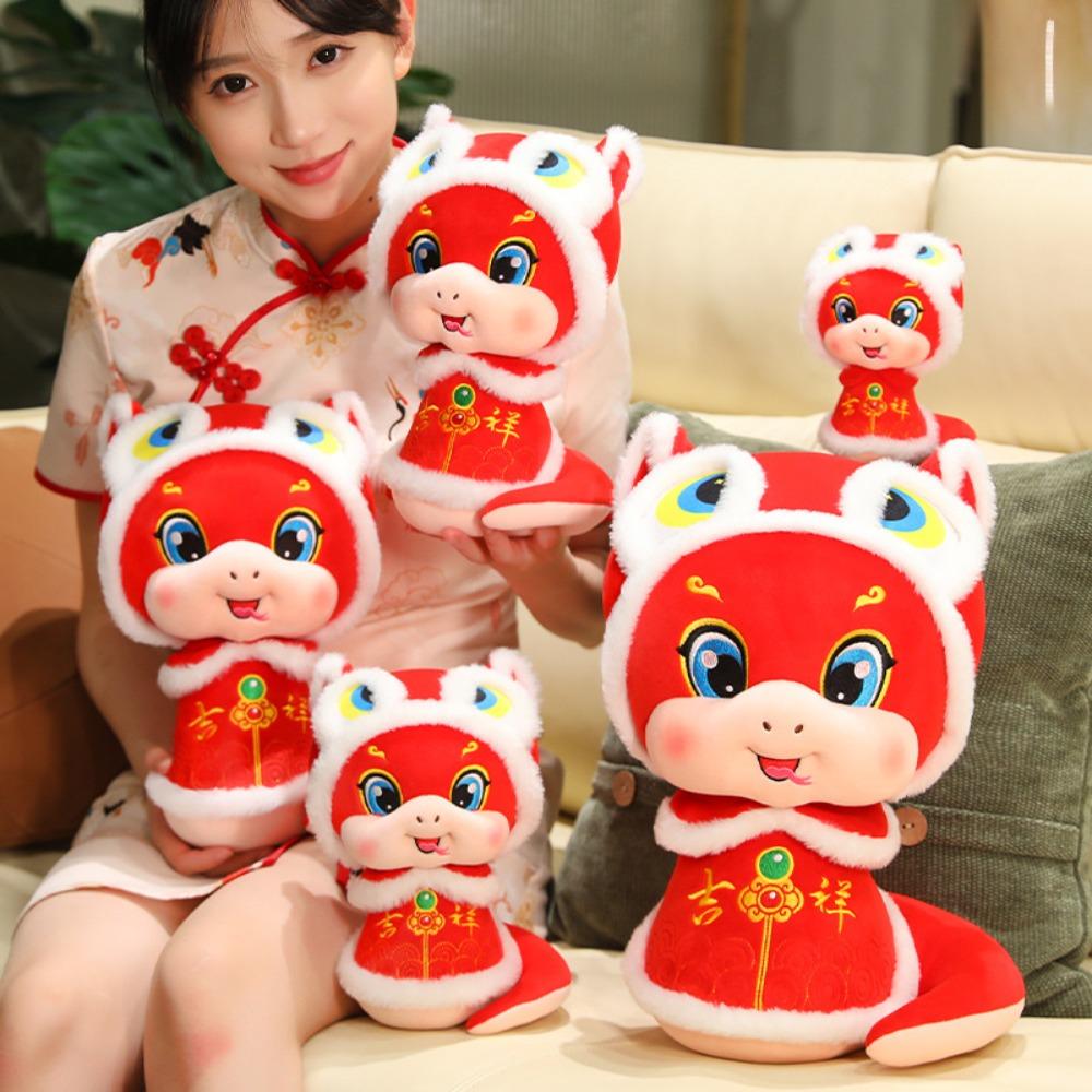 Stuffed Animal Snake Year Mascot Toy PP Cotton Lucky Snake Doll Plushies  Birthday Gifts
