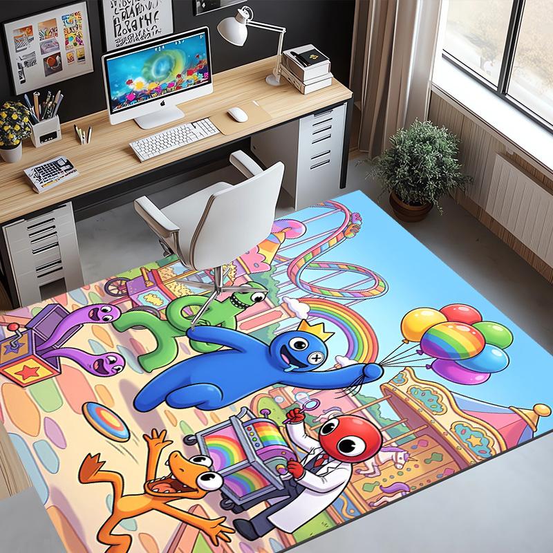 Game Rainbow Friends Pattern Rug, Indoor/Outdoor Mat, for Picnic, Gameroom, Bedroom, Office, Living Room, Home Decor Carpet, Birthday Gift