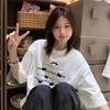Cotton White Short-sleeved T-shirt Women's Summer American High Street Loose Fat Mm Large Size Design Sense Niche Half-sleeved Top