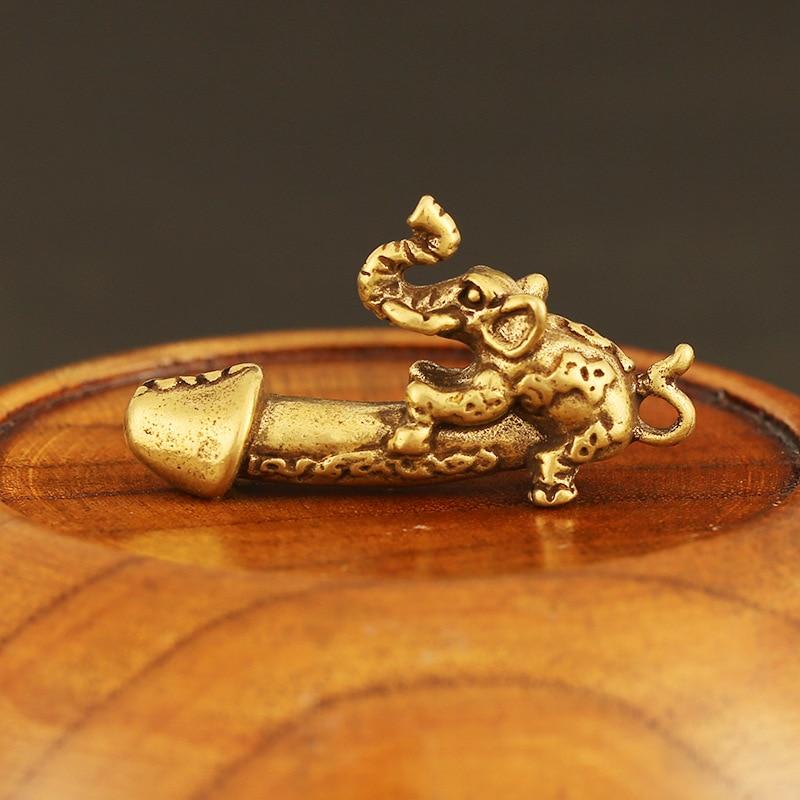 Massiver Messing Elefant männlicher Genitalien Schlüsselanhänger Anhänger Auto Mann Penis Anhänger Schlüsselanhänger