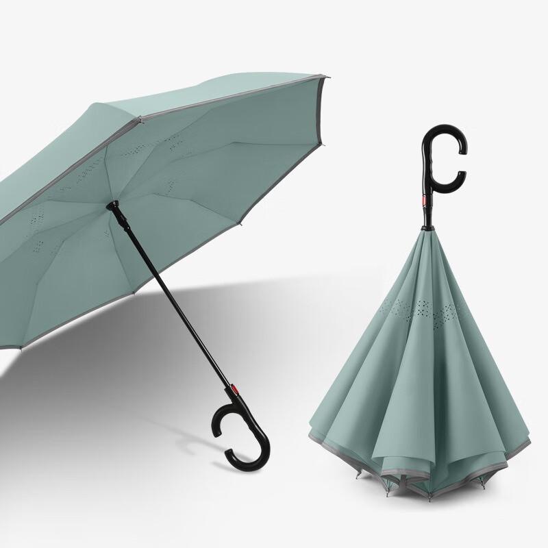 Shouli Ares Automatischer umkehrbarer C-Griff Doppellagiger reflektierender Regenschirm