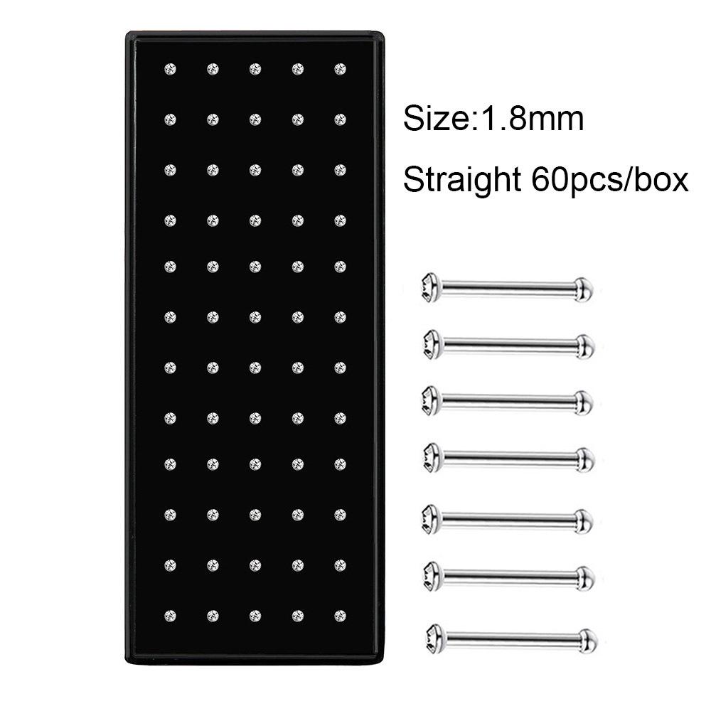 Stainless Steel Rhinestone Nose Studs - Titanium Steel, 24-Pack