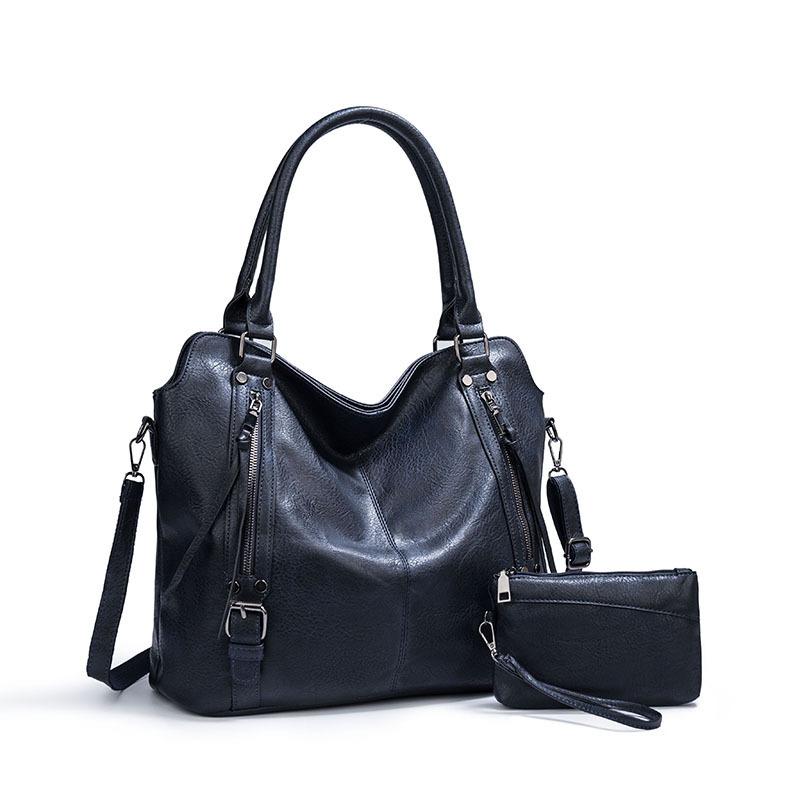 New Women's Bag Fashion Retro Korean Temperament Solid Color Soft Skin High Capacity Trend Versatile Lady Shoulder Bag