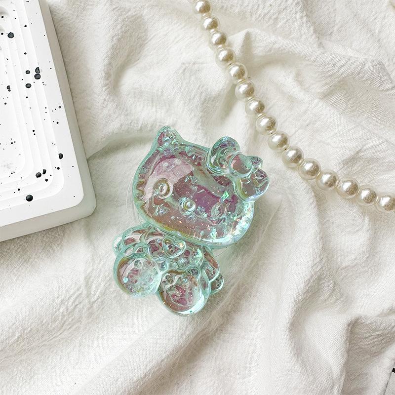 Cartoon Laser Colorful Kt Cat Mobile Phone Airbag Bracket Back Sticker Retractable Back Sticker Desktop Cat Support Frame