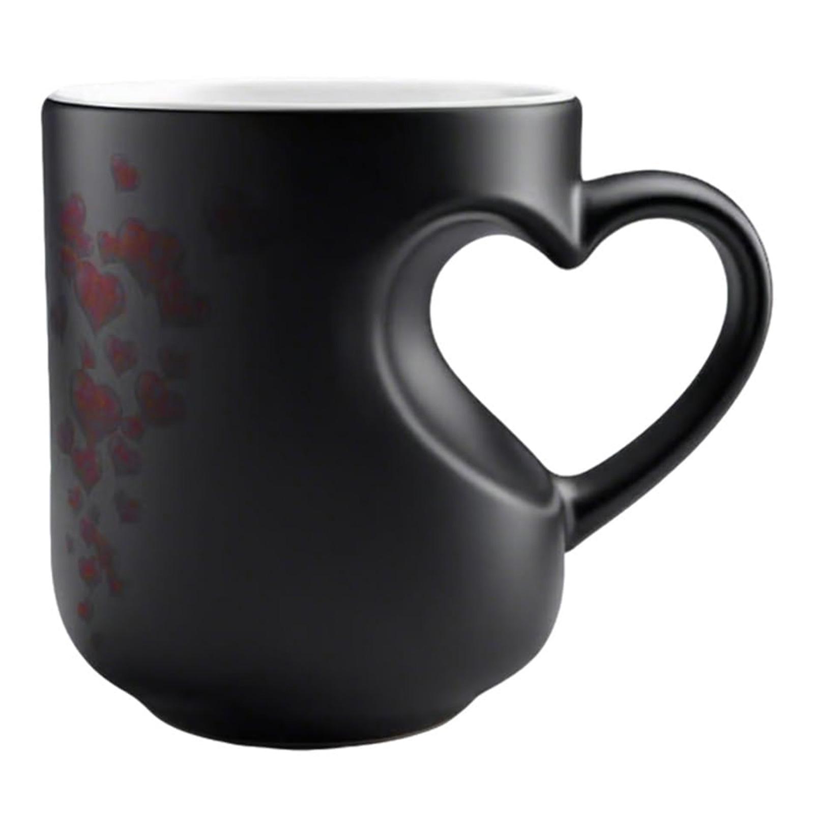 

Heart-Shaped Heat Changing Color Transforming Reveal Mug with Romantic Heart Handle Gift for Women Unique for Birthdays Holidays 301-400ml