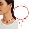 Red Blood Drop Necklace Tassel Halloween Choker Fashion Halloween Collarbone Chain  Girl