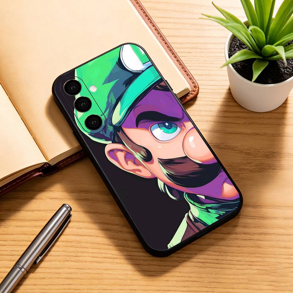 

cartoon Super M-MarioS Bros Phone Case Black Silicone Soft For Samsung Galaxy A73,A72,A71,A70,A53,A52,A51 Samsung a11