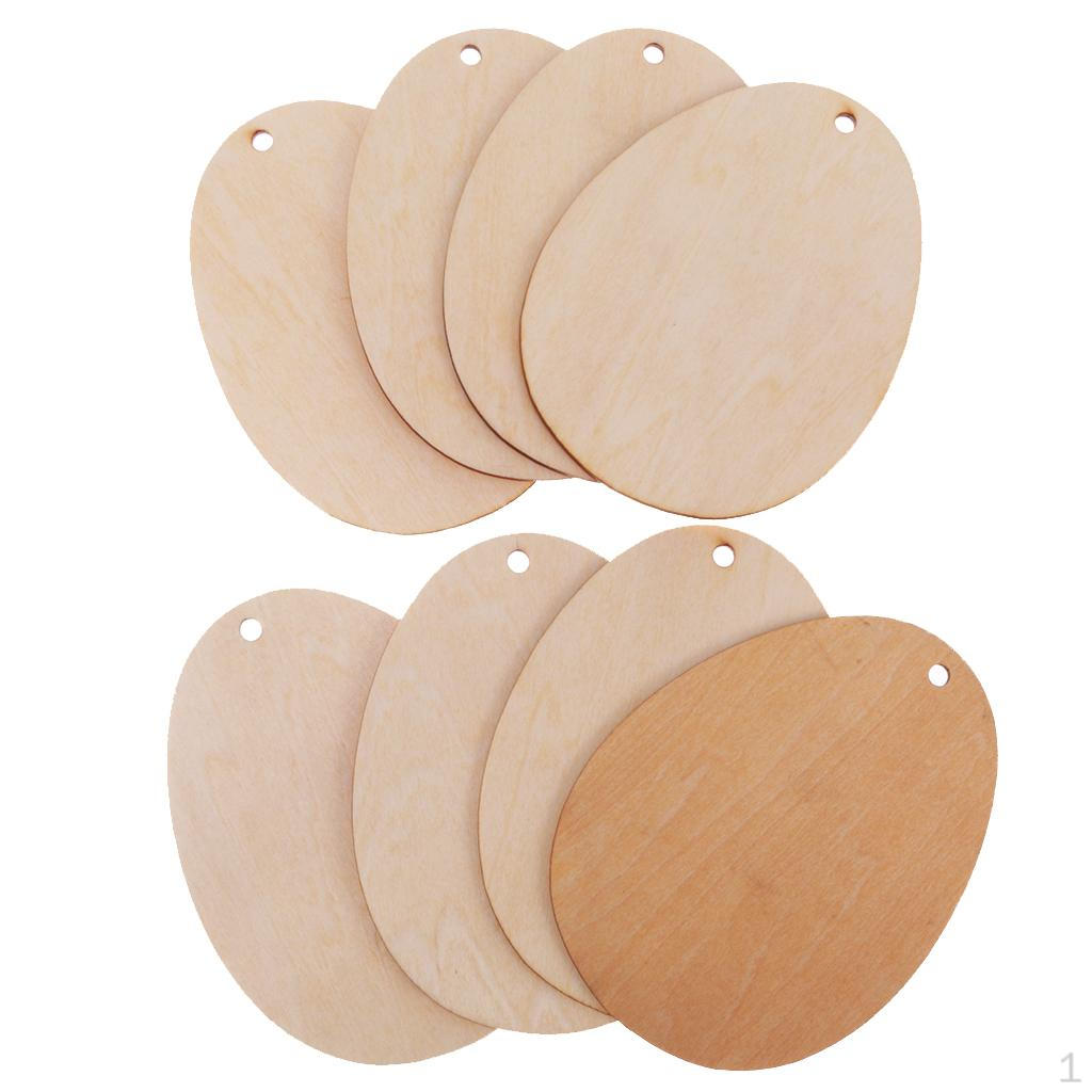 10x Wooden Shape Unfinished Egg Wood Embellishments For Crafts W/ Hole 15cm