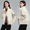 Cotton clothes women's short autumn and winter new stand-up collar loose splicing knitted loose casual jacket jacket cotton-padded clothes