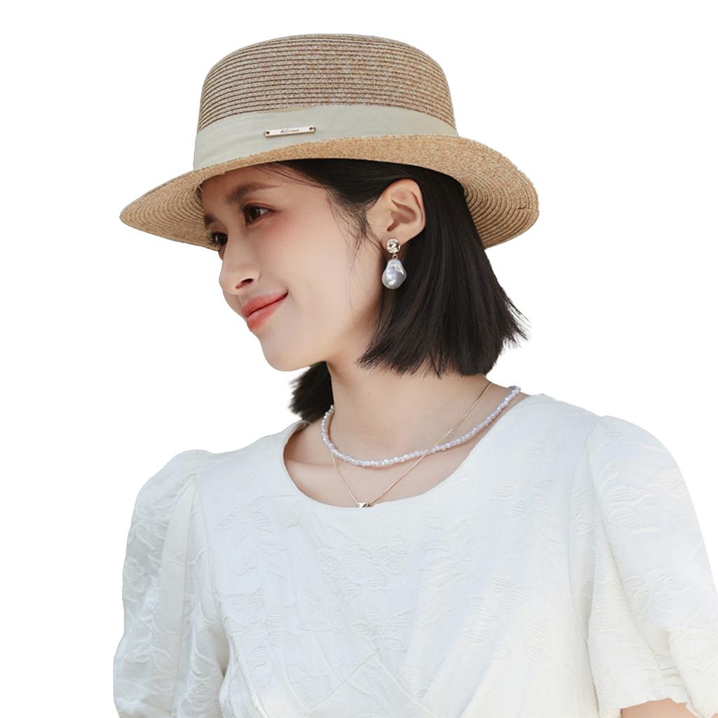 Women Wide Brim Straw Hat Multicolor Ribbon Design Sunshade Straw Hats for Vacation Beach Travel Outdoor