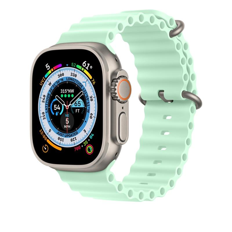 Silikonový řemínek YurKem Ocean pro Apple Watch 49 mm, 45 mm, 44 mm, 40 mm, 41 mm, 42 mm, 38 mm, pro iWatch Ultra řady 8, 7, 6, 5, 4, 3, SE