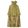 New Chinese-style Neck Mesh Tie-dye Dress for Women's Summer New Elegant Women's Design Sense Niche Fake Two-piece Long Dress