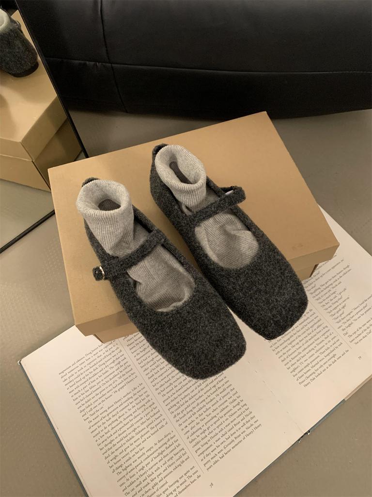 Flat-soled single shoes, evening shoes 2025 winter Mao Mao shoes, soft-soled comfortable Doudou shoes