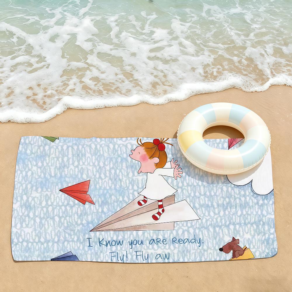Cartoon C-coco and W-Wondrous Towel Drying Bath Towel Applicable To Light Swimming Camping Yoga Beach Out