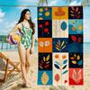 Mid-Century Modern Leaf Beach Towel Patterned Sunscreen And Windproof Suitable For Swimming Pool Camping Travel Blanket