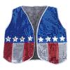 6Pieces 4th of July Patriotic Costume Set with Vest Hat Beard Sunglasses and Necklace for Holiday Celebration Gathering