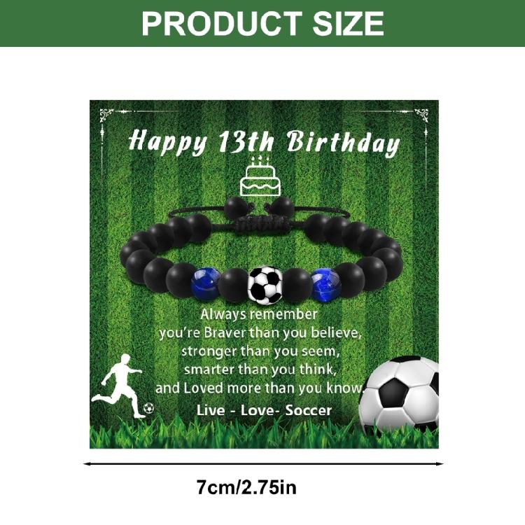 Football Inspired Elastic Bracelet Round Glass Beads Stretch Cord Comfortable Fashion Jewelry for Active Lifestyle