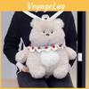 Rabbit Bear With Bib Plush Toy Backpack Stuffed Doll Cartoon Decoration Gift