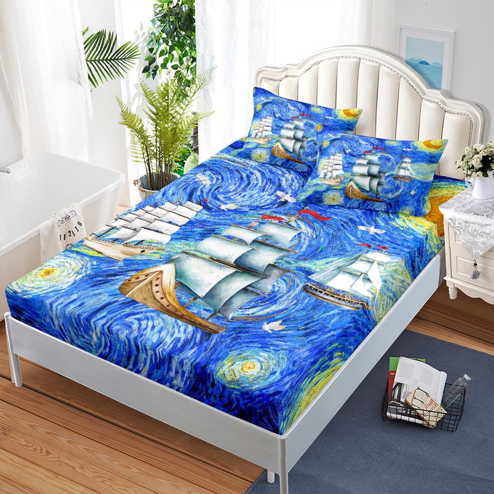 Mattress Mattress Cover Three-Piece Mattress Protective Cover Fully Surrounded Van Gogh Oil Painting