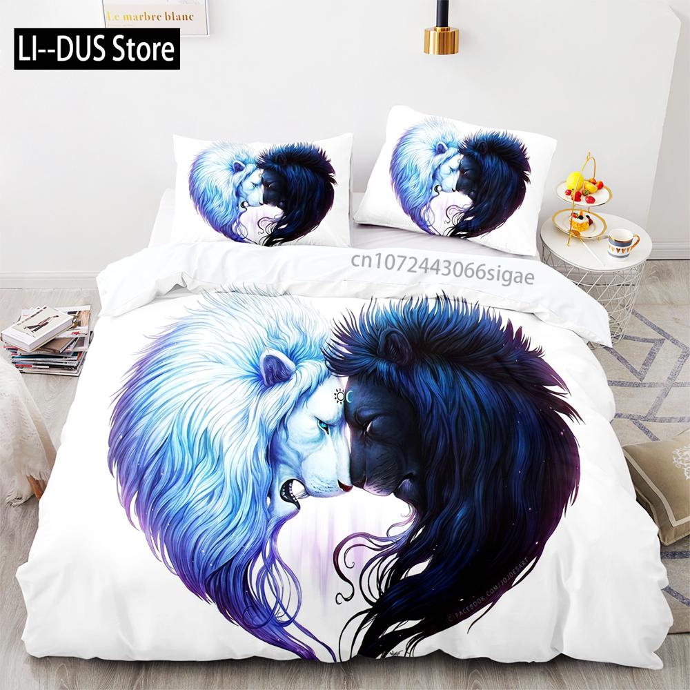 Beast lion Bedding Set Single Twin Full Queen King Size Animal Bed Set Aldult Kid Bedroom Duvetcover Sets 3D Print 036