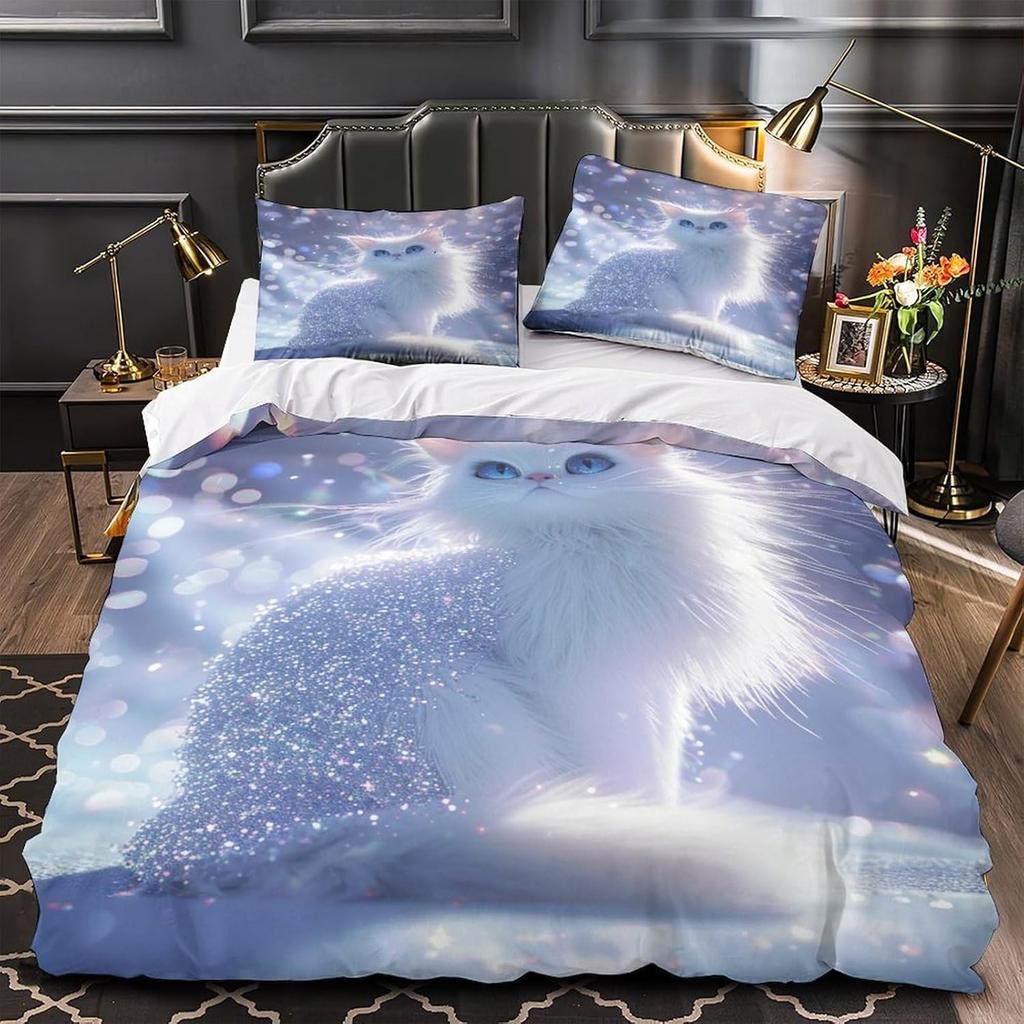 Cartoon rabbit bedding set with 3D printing for children and adults, luxurious ultra-fine fiber soft down duvet cover with zippe