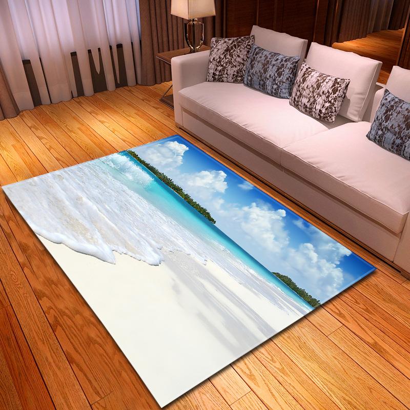 Beach Concept Landscape Living Room Carpet Bedroom Dining Room Floor Mat Pattern Size