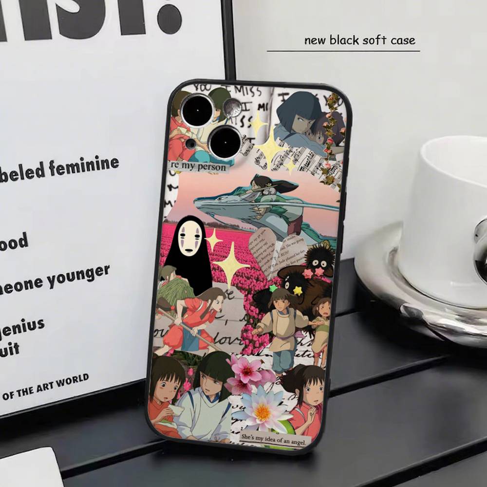 

Япония Аниме Мультфильм Гибли Каонаси Для iPhone 17 air 16 15 14 13 12 11 Pro Черный Мягкий Чехол для Телефона iphone 16 Pro