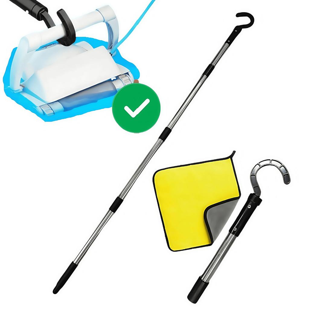 Adjustable Pool Cleaning Hook Retractable Metal Pole Pool Retrieval Hook Pool Skimmer For Pool Maintenance