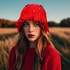 Strawberry Ruffle Crochet Woolen Hat - Women's Cute Autumn/Winter Fisherman Style