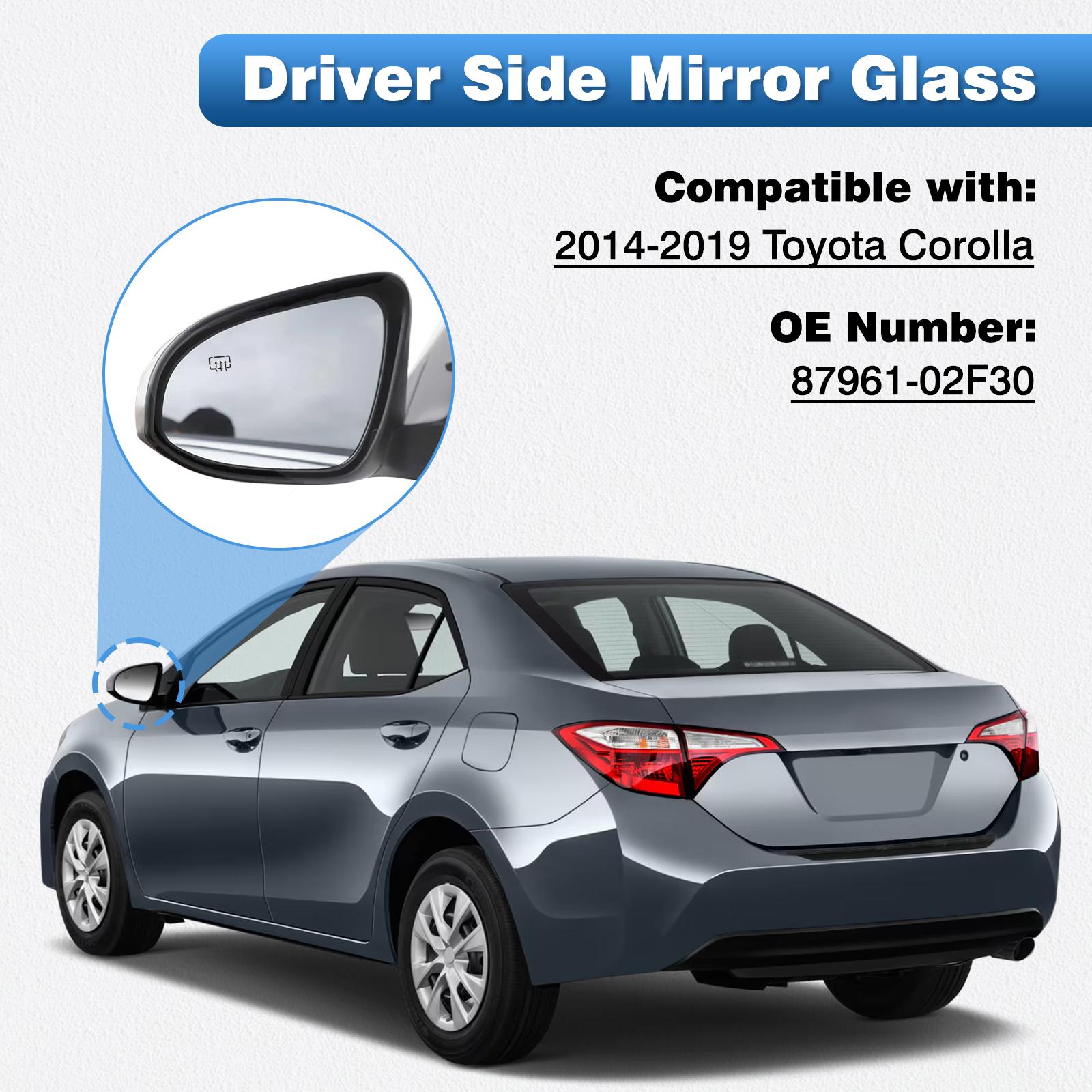 Left Right Side Rearview Wing Mirror Glass for Toyota Corolla 2014– US Model Heated Side Mirror Glass Left Hand Drive Left Driver Side