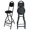 PU Leather Lightweight Folding Chair Stylish Simple Bar Stool Black Color Metal Frame Pipe Counter No Assembly Required Seat Height 66cm Adult Kitchen
