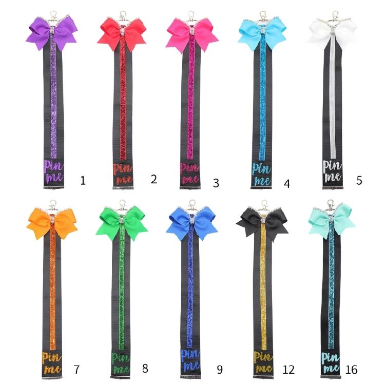 Pin Me Cheer Glitter Keychain with Bowknot Rhinestones Sports Accessories for Women Cheerleader Bag Backpack Pendant