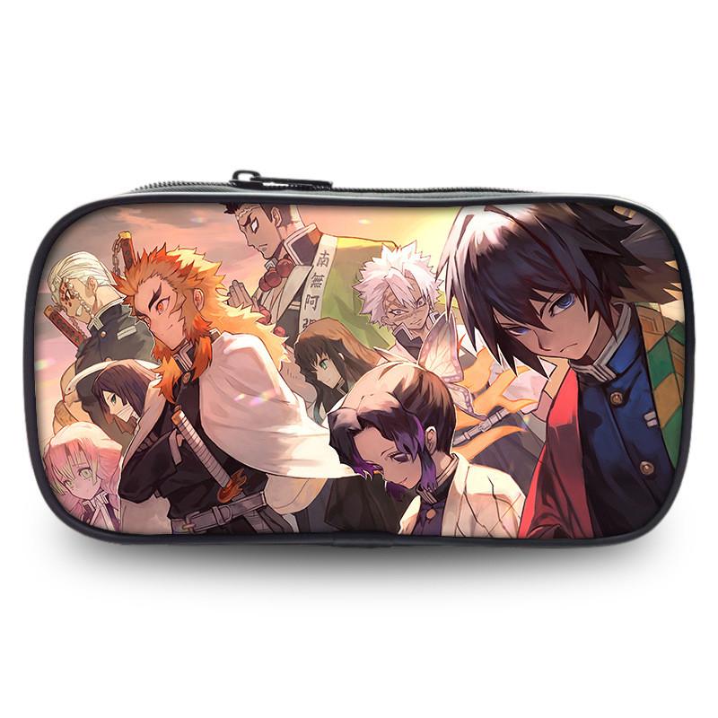 Spacious Oxford Demon Slayer Pencil Case For Students With Casual Style
