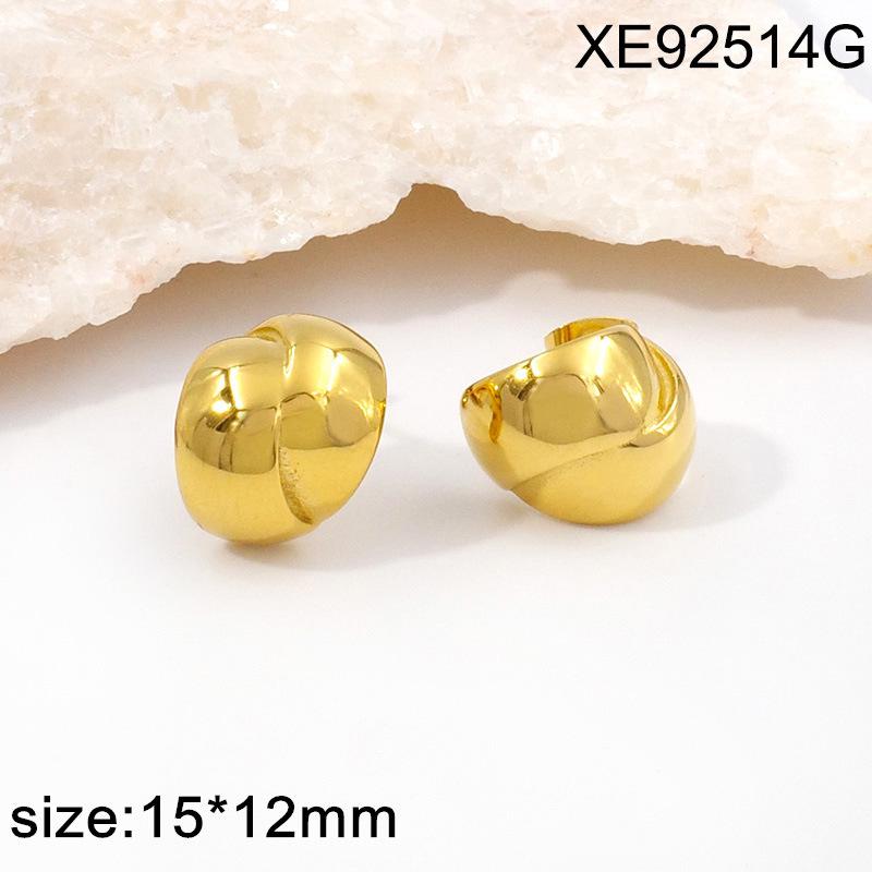 Elegant Geometric 18K Gold Plated Stainless Steel Earrings for Women - Luxury C-Shaped Stud Jewelry Bestseller