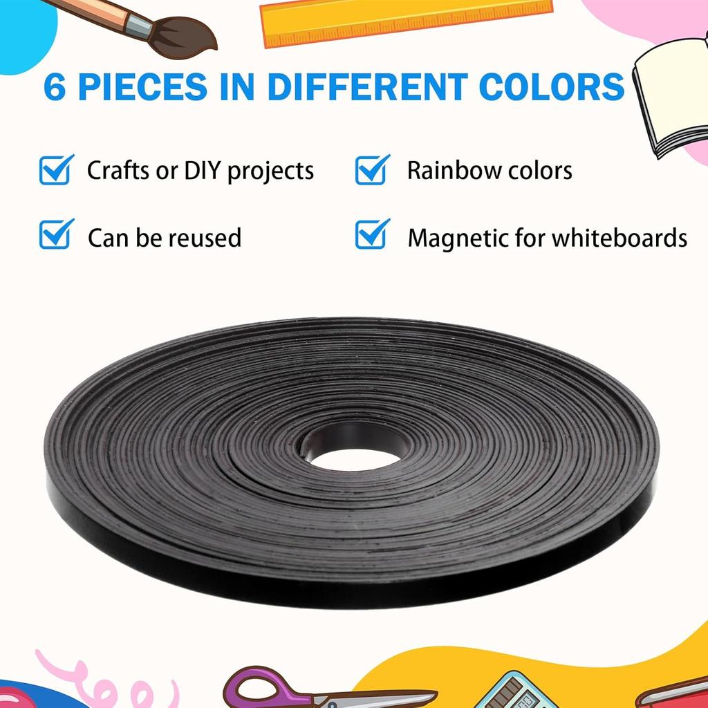 Magnetic Tape Roll Thin Strips, 0.39 Inch x 33 Feet Magnetic Board Dividers Whiteboard Graphic Decorative Tape Marking Line for Classroom Office Art