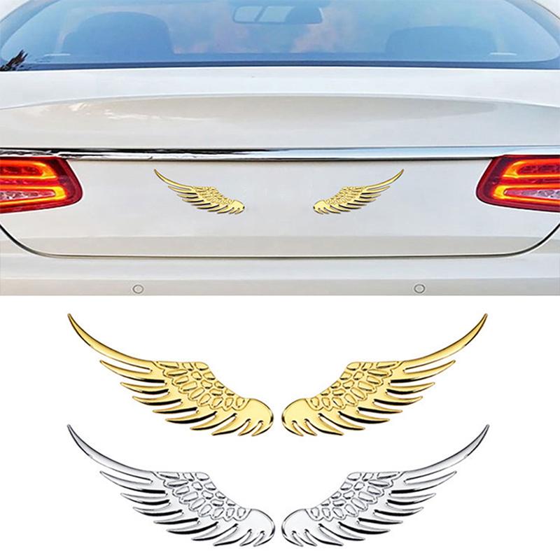 1Pair Car Auto Motorcycle Body Sticker 3D Eagle Angel Wings Fashion Gold Silver Aluminum Stickers Auto Exterior Decoration