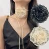 3D Rose Pendant Necklace Versatile Floral Clavicle Chain Simulated Flower Choker
