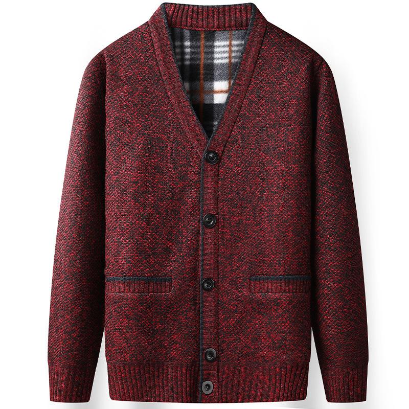 Men S Casual Fleece Knitted V Neck Cardigan Sweater