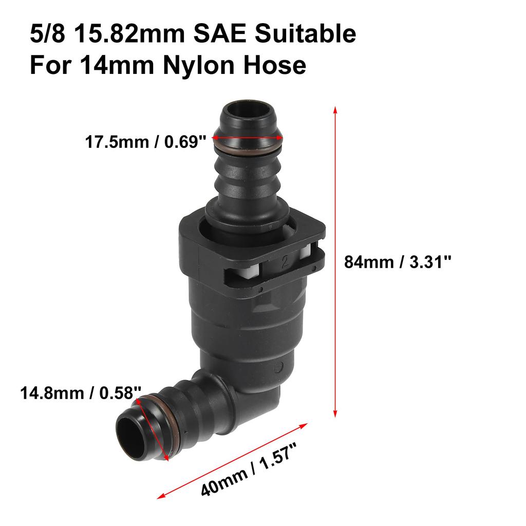 uxcell Fuel Line Hose Quick Release Connector Disconnect Hose 0.6 In (15.82 Mm) SAE-14 Mm 90 Degree Nylon 2 Pieces