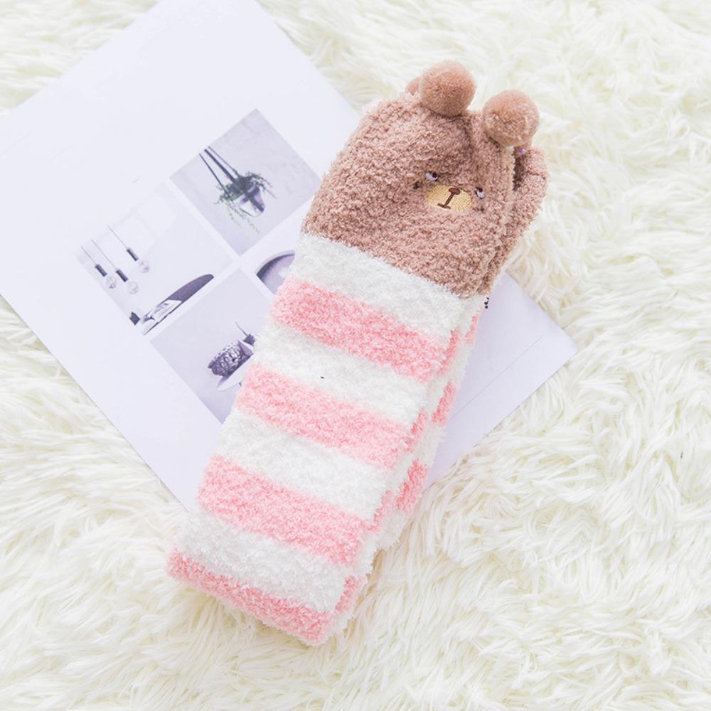 Cartoon Kälbchen Schnee Socken Gestreifte Winterstrümpfe Damen Korallenfleece Strümpfe Kinder Strumpf