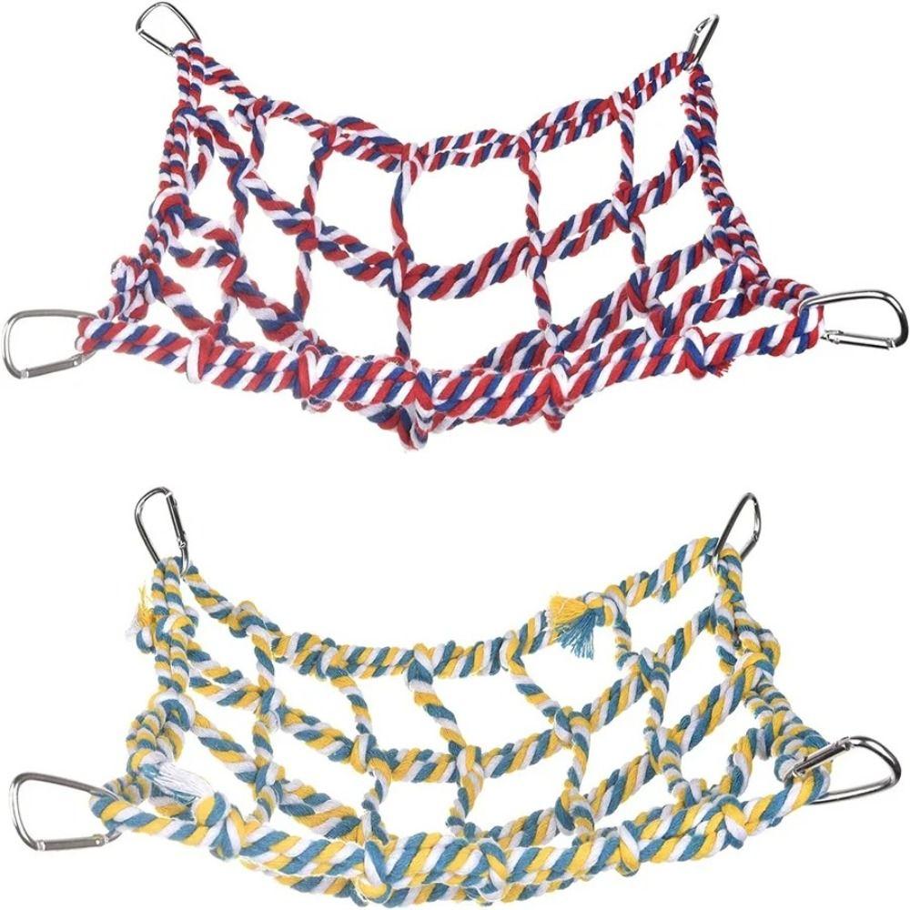 Kreatives Baumwollseil Haustier-Kletternetz Bunt mit Haken Papageienhakennetz Kleintier